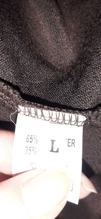 Sweter elegancki Miss Classic L brązowy z kołnierzem idealny do biura