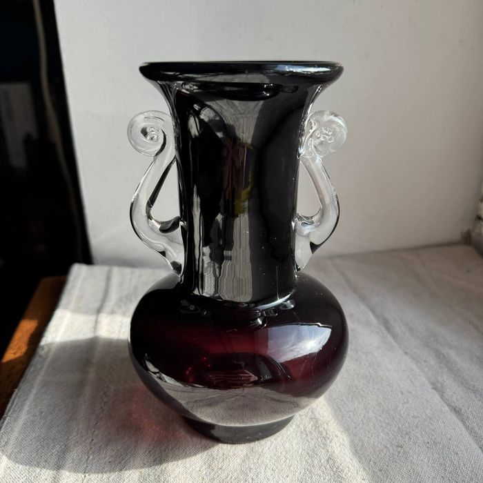 Wazon z uszkami Jerzy Słuczan-Orkusz huta Tarnowiec szkło Prl lata 80