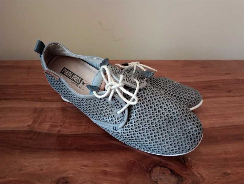 PIKOLINOS - szare ażurowe buty skórzane - rozm. 39