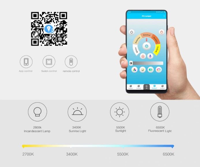 Candeeiro LED Pétalas c/ controlo remoto e APP