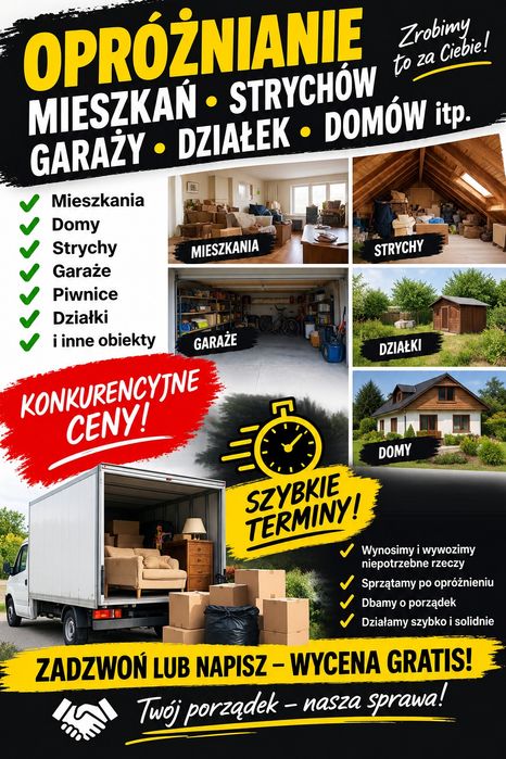 Wywóz Rzeczy Opróżnianie mieszkań działek piwnic domów itp