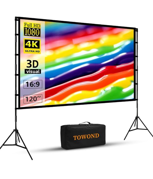 Ekran projekcyjny 100″ Towond na statywach mobilny