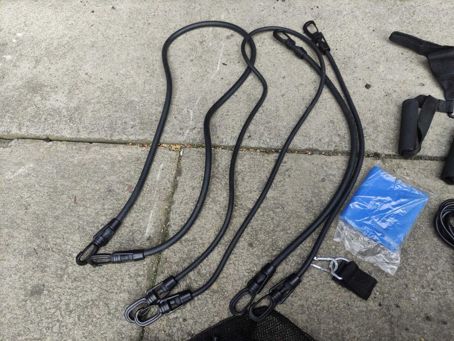 Zestaw Gum oporowych 4 sztuki linki uchwyt drążek skakanka pas