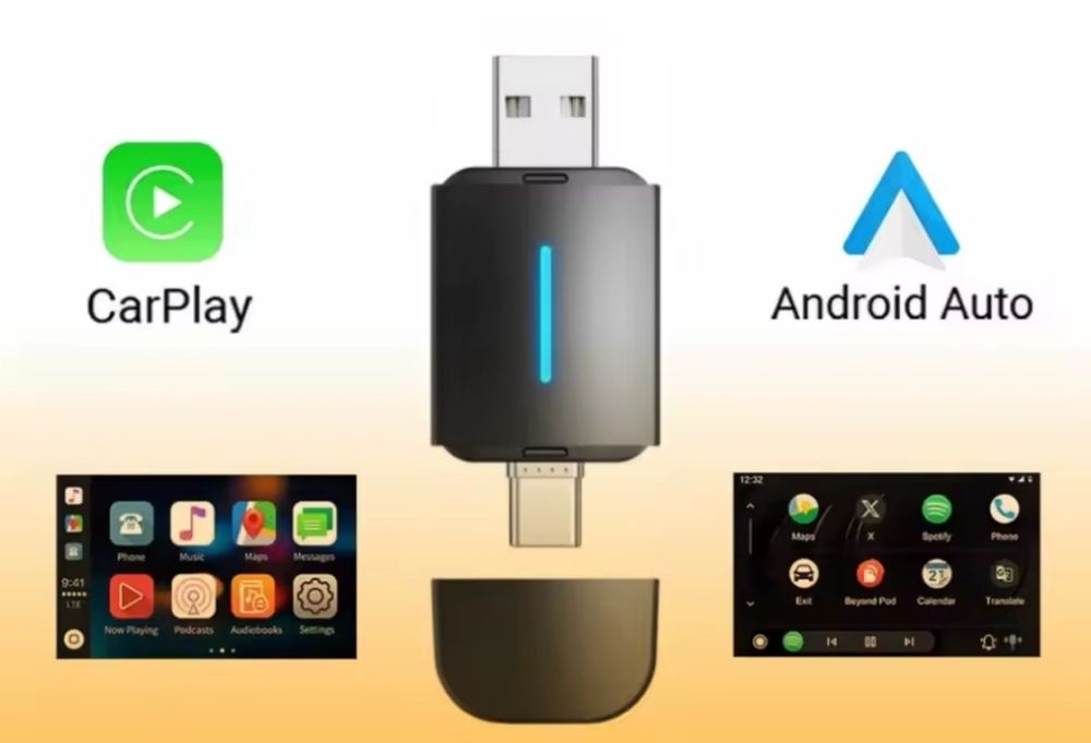 Adaptador Carplay e AndroidAuto USB e USB C