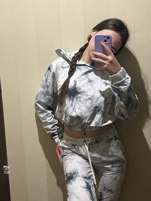 Спортивний костюм Tie-Dye | укорочений худі та джогери