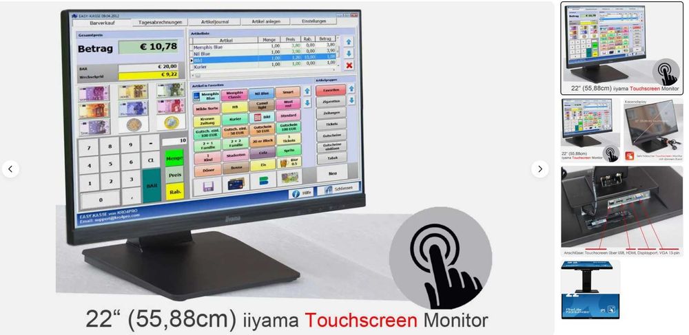 Сенсорний Новий Монитор iiyama 21.5" IPS 60Hz T2252MSC  10-точковий