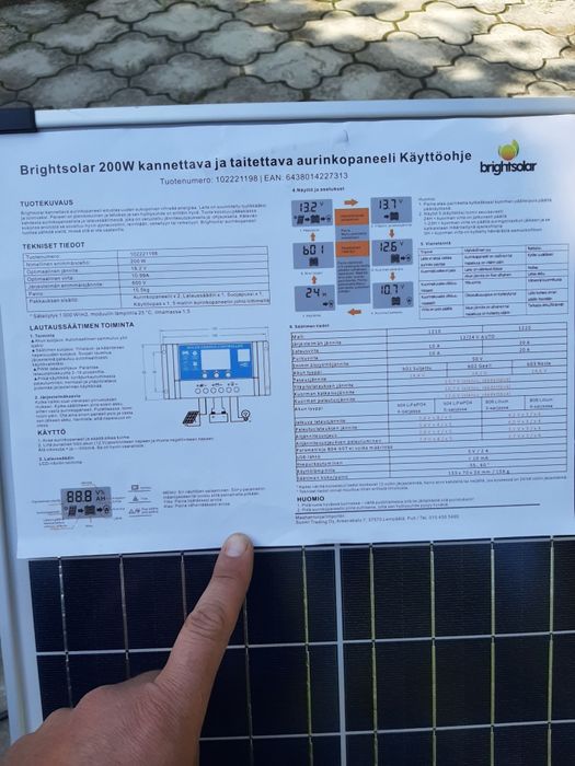 Переносна, складна сонячна панель 200Вт. Зарядка 12В, Зарядка USB
