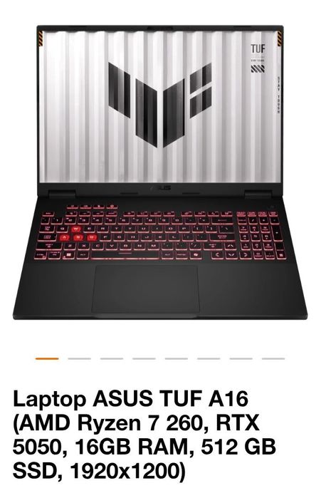 Laptop Asus tuf gaming A16, gtx 5050