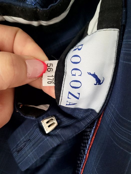 Garnitur męski r.56 komplet w krate rogoza granatowy