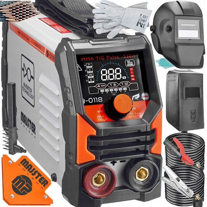 spawarka inwerterowa mma tig igbt 330a majster polska digital + przyłbica