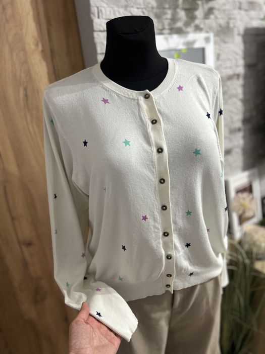 Damski sweterek kardigan w gwiazdki Marks & Spencer rozmiar 46