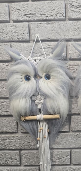 Sowa z makramy. Szerokość 25cm,  długość 60cm