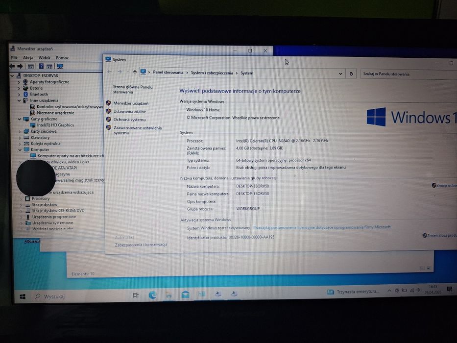 Lenovo g50 30 4gb ram Celeron  zamienię na tablet samsung