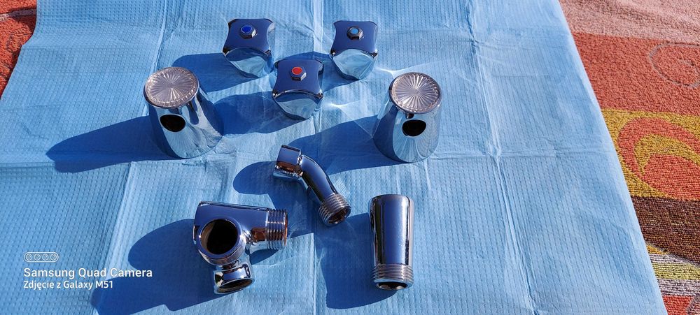 Zestaw metalowy,niklowany do wody PRL