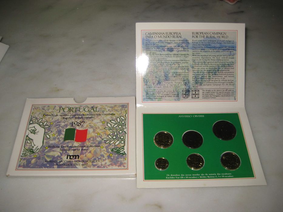 Coleção moedas correntes brilhantes não circuladas, PORTUGAL 1987