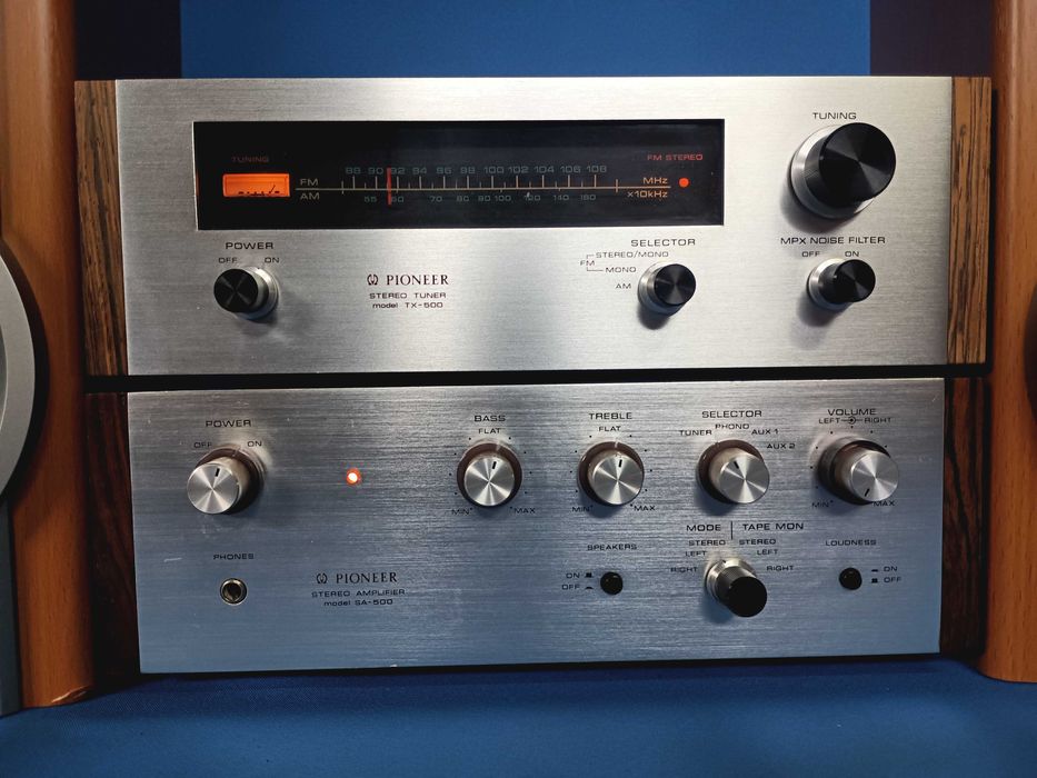 Pioneer SA-500 + TX-500 + colunas Sanyo SX-088