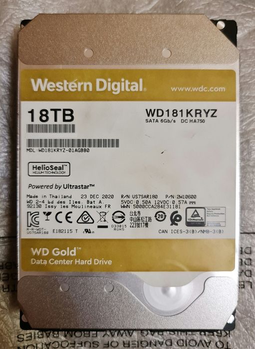 Western Digital Gold 18tb, WD181KRYZ