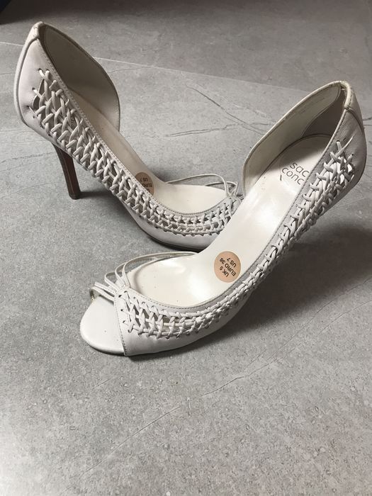 Buty sandały szpilki ażurowe soya concept białe