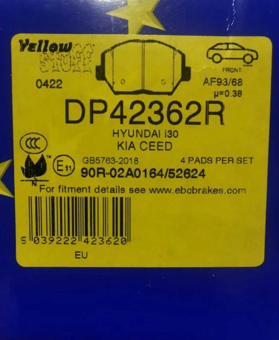 Kit travagem dianteira Discos e pastillas EBC - Yellow Stuff