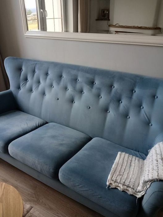 Sofa uszak niebieska 3-osobowa