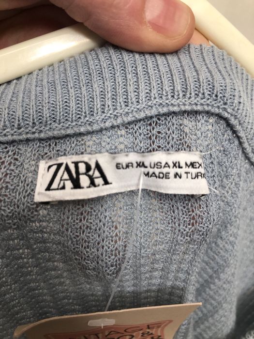 Bluzka sweterkowa Zara XL – szara, krótki rękaw
