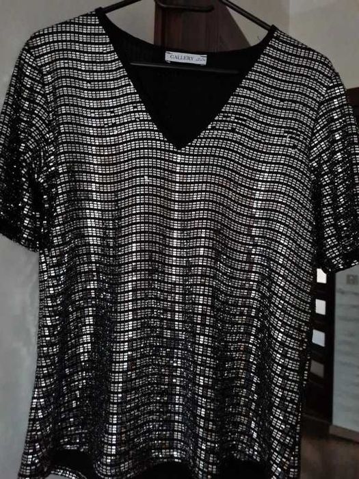 Bluzka damska z cekinami srebrnymi
