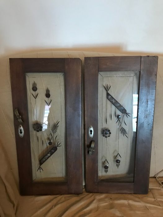 Wooden Doors with Antique Stained Glass