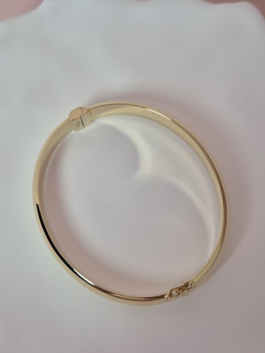 Złota bransoletka bangle sztywna zaokrąglona gładka szeroka p. 585