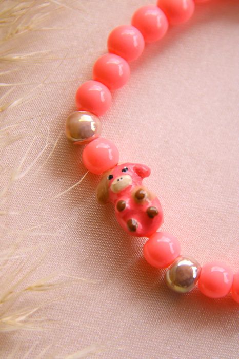 Bransoletka z figurką krówki | rękodzieło, handmade