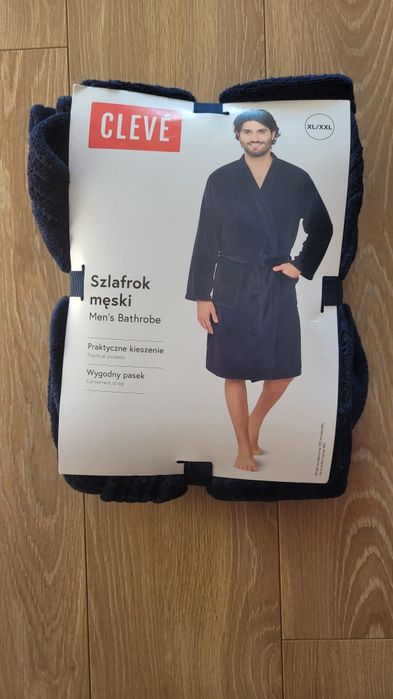 Męski szlafrok Cleve rozmiar XL/XXL granatowy idealny na prezent