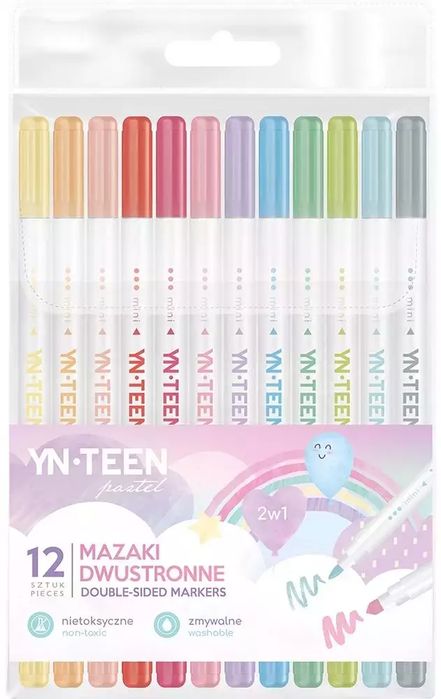Mazaki dwustronne pastel 12 kolorów YNT. Interdruk