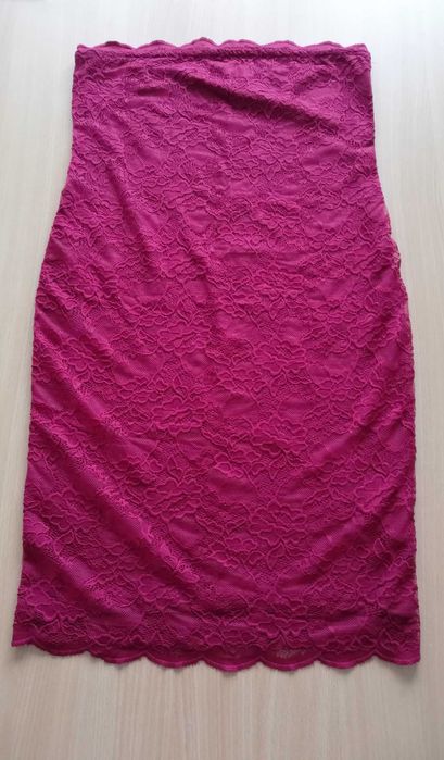 H&M bordowa sukienka plażowa tuba koronkowa M