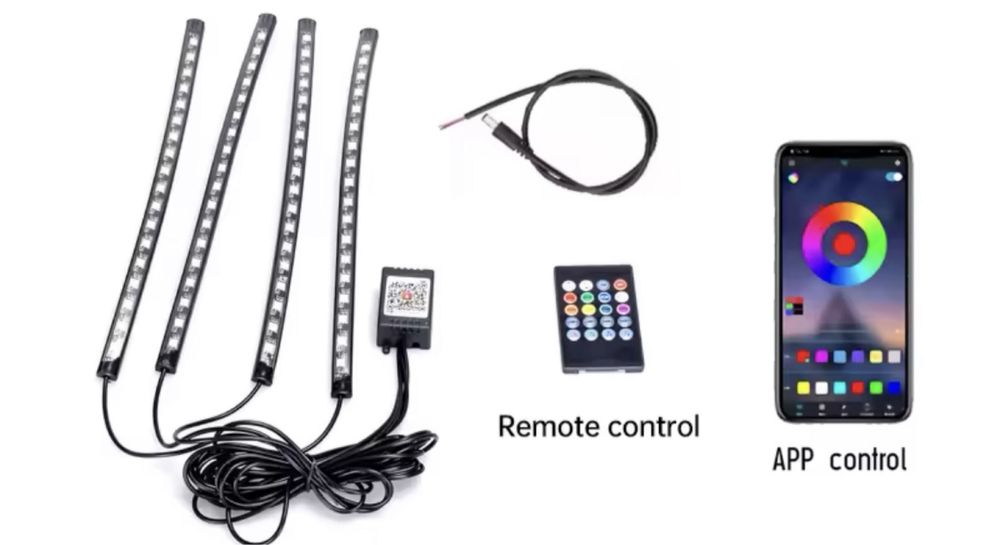 Светодиодная подсветка салона (ног) в авто RGB от USB / прикуривателя