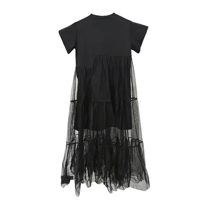 Елегантна сукня-футболка від TWOTWINSTYLE Patchwork Mesh