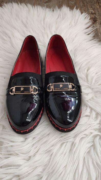 Кожаные лаковые мокасины туфли оксварды