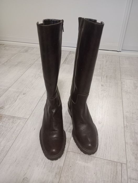 Kozaki skóra brązowe 37