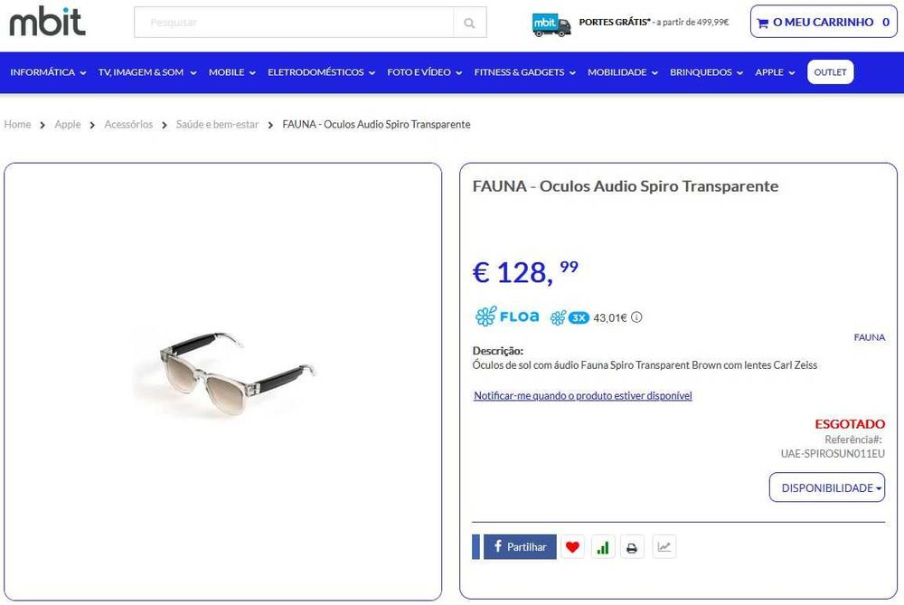 [NOVO] Smartglasses FAUNA - 2 unidades distintas (preço unitário)