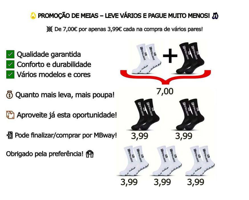Meias de qualidade – 2ª unidade com desconto! 2 POR 7€