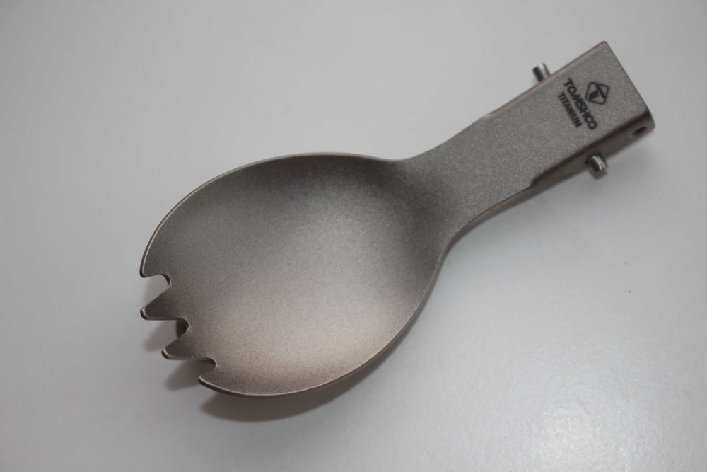 Туристична титанова ложка Tomshoo вилка-ложка складна ловилка з титану