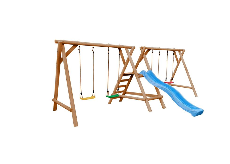 Drewniany Plac Zabaw do Ogrodu JUMBO-GOOFY 4Huśtawki Ślizg PRODUENT PL