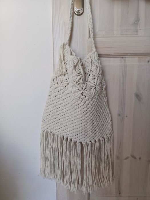 Handmade torebka torba z makramy duża na ramię Boho