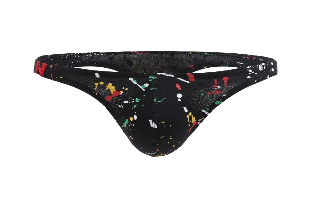 Męskie Bawełniane Stringi z Kolorowym Wzorem Graffiti - L