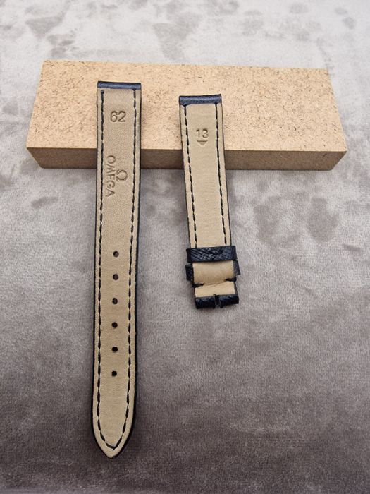 Omega pasek 13mm nowy skóra węża
