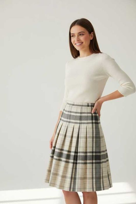 Юбка теплая зимняя в складку 100% шерсть с карманами, р. М/L