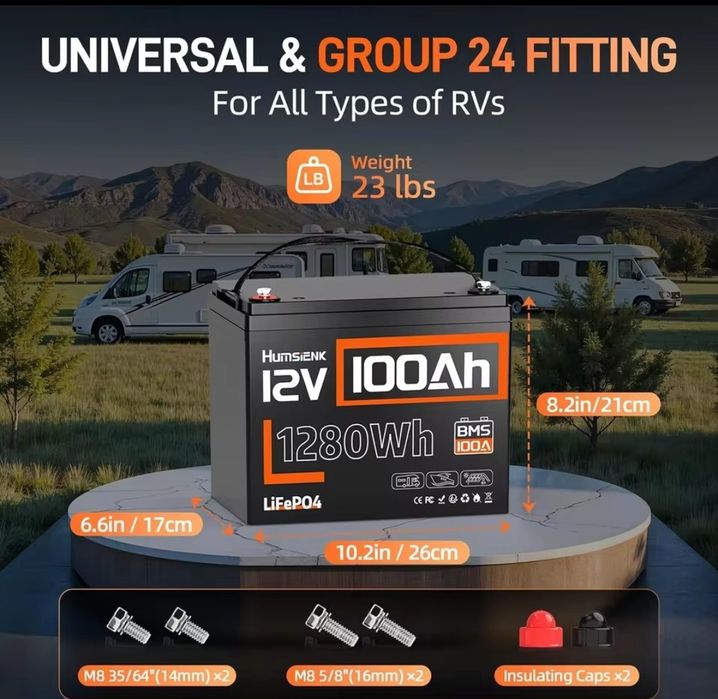 Літієвий акумулятор Humsienk LiFePO4 12,8V 100Ah елементи А+