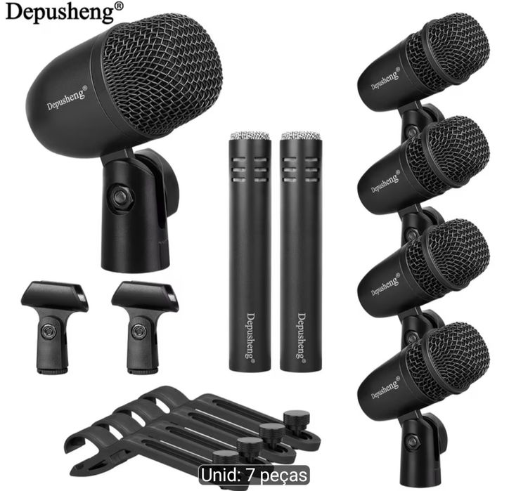 Kit com 7 Microfones P/ Bateria