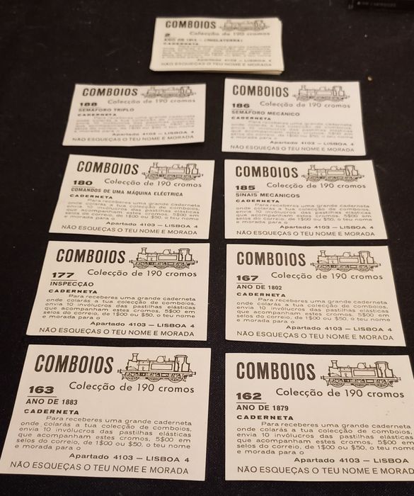 Lote 18 cromos diferentes " Comboios" Chicletes Pirata. PORTES GRÁTIS