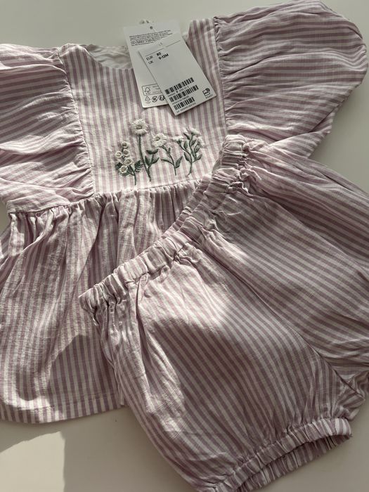 Костюм ліловий блуза та блумери з вишивкою, H&M, 74, 80, 86 р