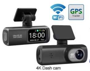Dash Cam 4K + 1080P  GPS WiFi Carro DVR 24H Monitor de estacionamento