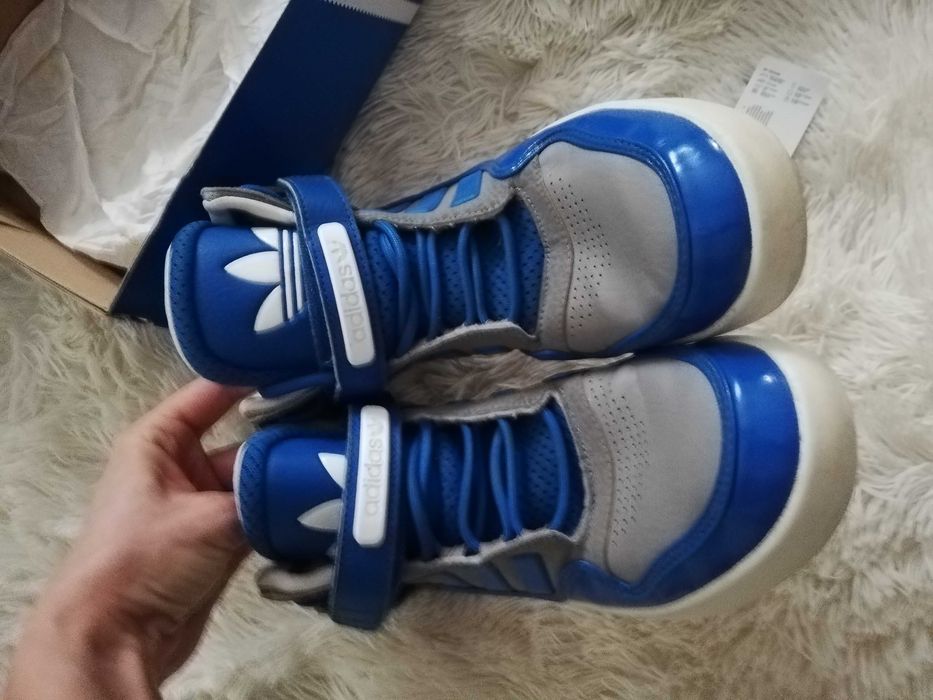 buty ADIDAS 40 2/3 wyższe niebieskie na rzepę